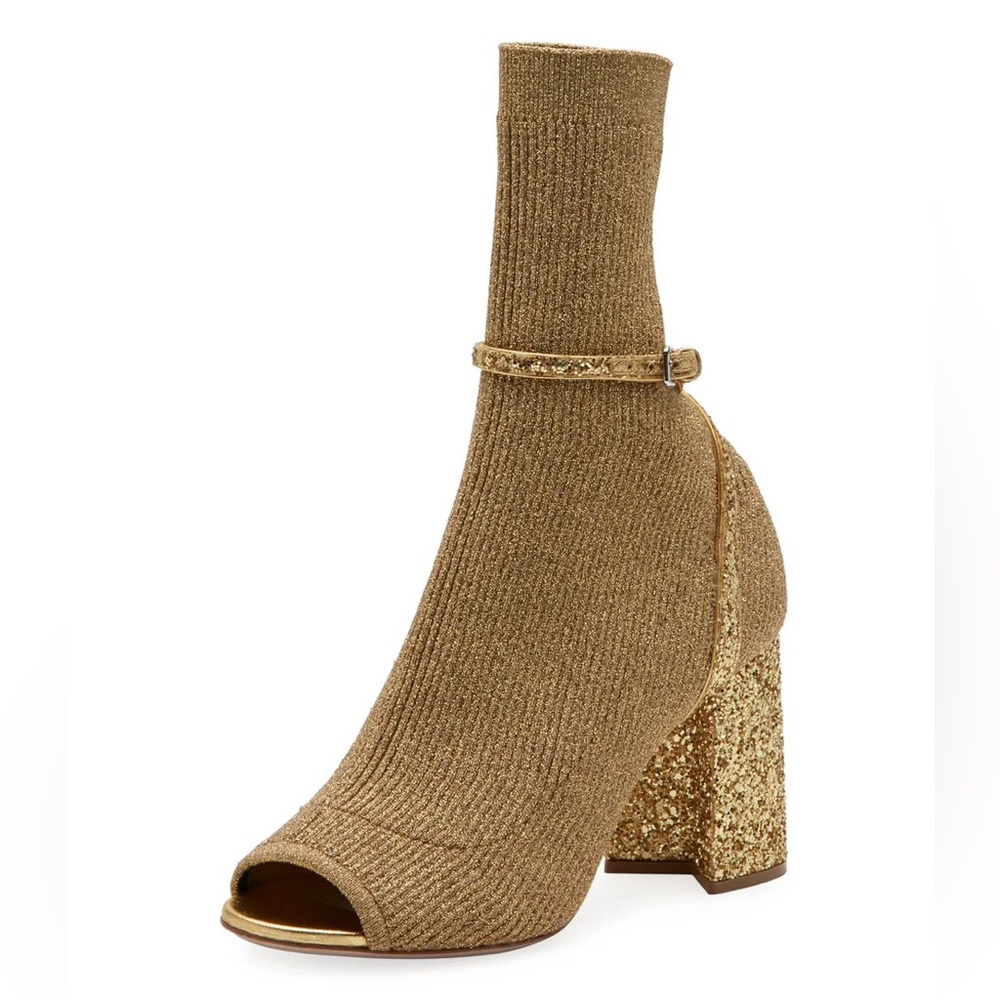 ✨ Miu Miu gold glitter sock booties 37.5 ✨